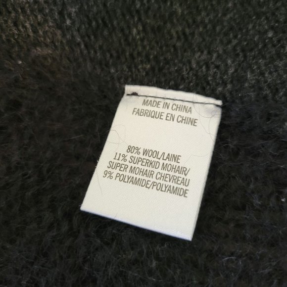 Theory M Black Wool Knit Cardigan Sweater EBELLINA LORYELLE Pockets - Picture 7 of 7